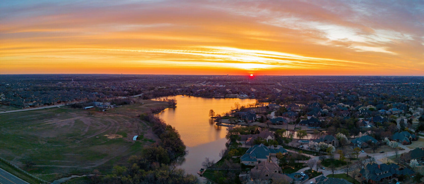Beautiful sunrise landscape over Oklahoma City 